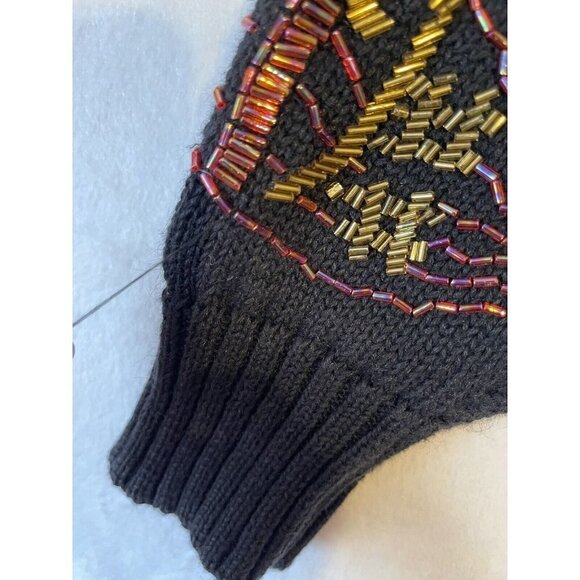 LIZI RUCH Musical Notes Violin Button Up Cardigan Sweater Womens M Black Vtg - Picture 12 of 16